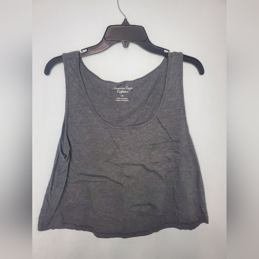 Pre-Loved Women's Grey American Eagle Outfitters Soft Crop Top Size Large